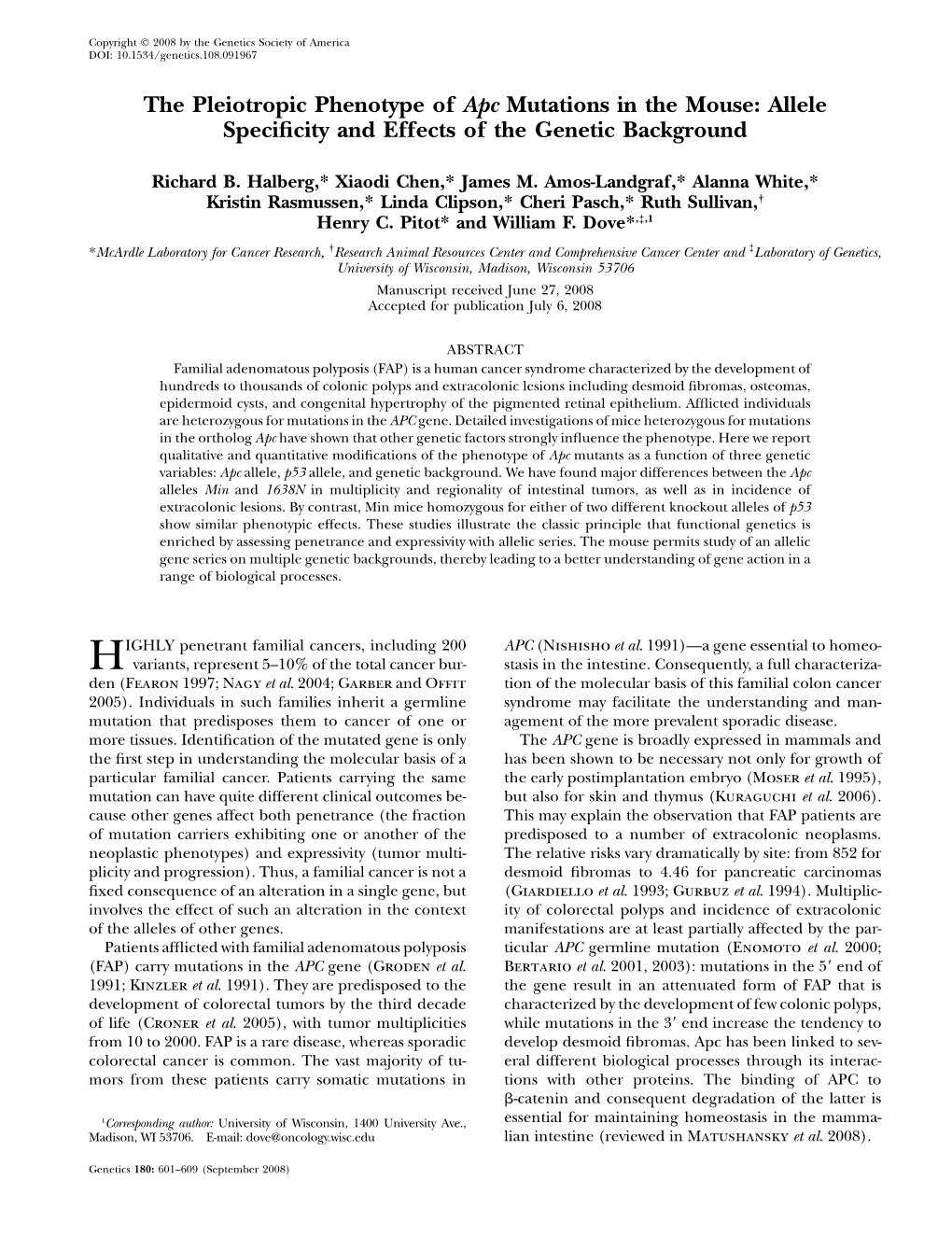 Allele Specificity and Effects of the Genetic Background