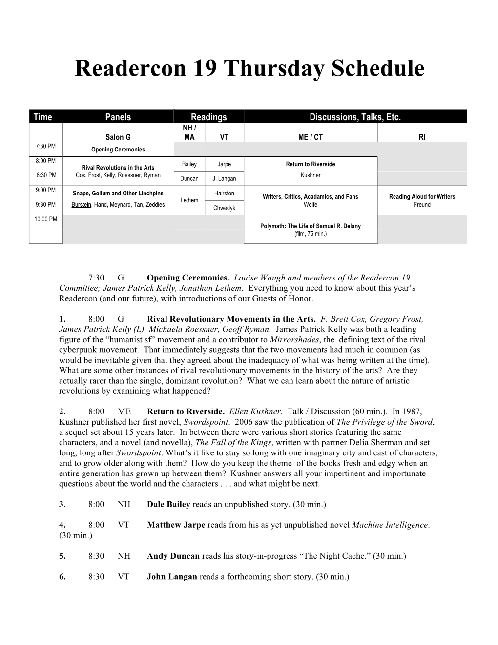 Thursday Handout