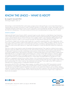 Know the Lingo – What Is Hdcp?