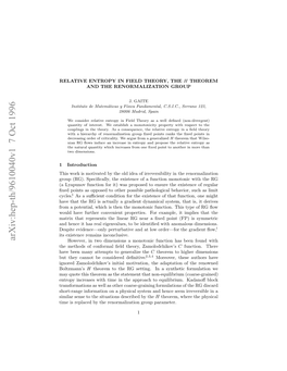 Relative Entropy in Field Theory, the H Theorem and the Renormalization