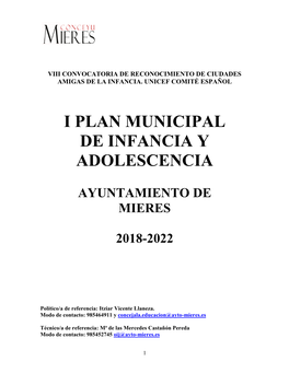 Plan Municipal De Infancia Y Adolescencia De Mieres