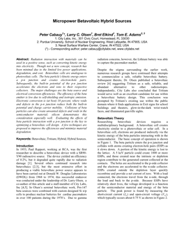 Micropower Betavoltaic Hybrid Sources