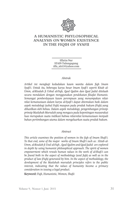 A Humanistic Phylosophical Analysis on Women Existence in the Fiqih of Syafii
