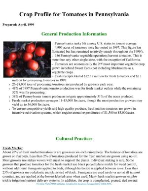 Crop Profile for Tomatoes in Pennsylvania