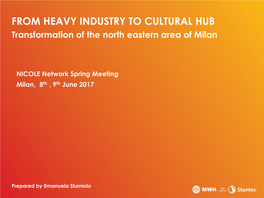 FROM HEAVY INDUSTRY to CULTURAL HUB Transformation of the North Eastern Area of Milan