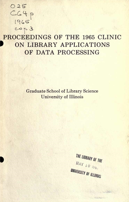 1965 Proceedings of the Clinic on Library