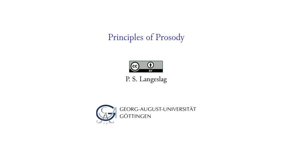 Principles of Prosody