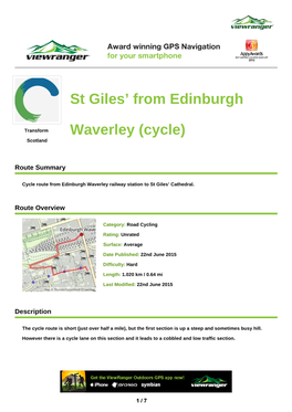 St Giles' from Edinburgh Waverley (Cycle)