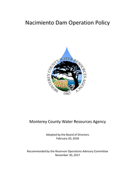 Nacimiento Dam Operation Policy