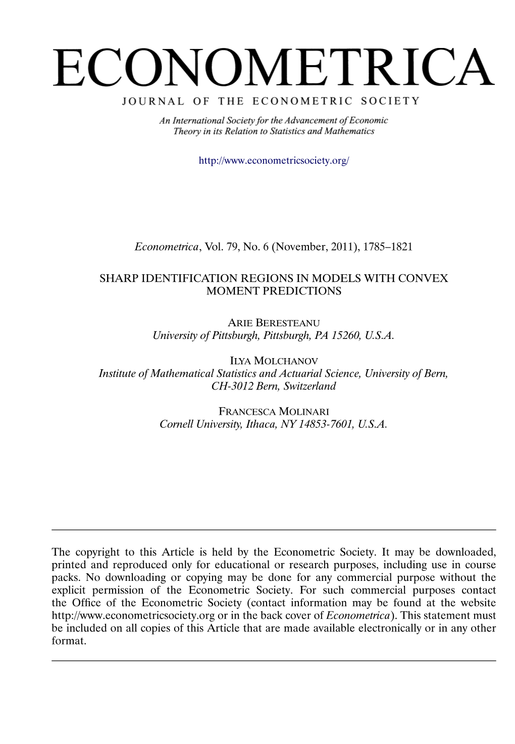 Sharp Identification Regions in Models with Convex Moment Predictions