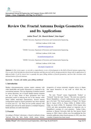 Review On: Fractal Antenna Design Geometries and Its Applications