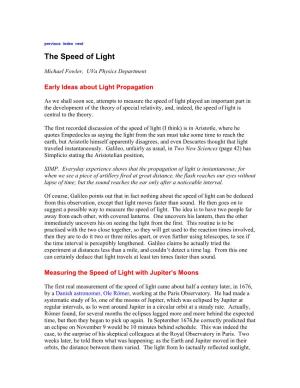 The Speed of Light