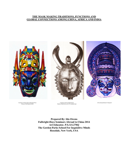 The Mask Making Traditions, Functions and Global Connections Among China, Africa and India