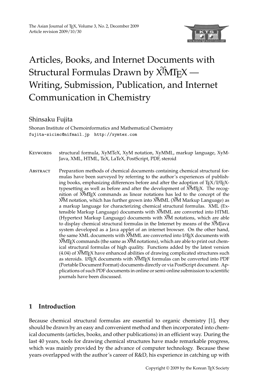 Articles, Books, and Internet Documents with Structural Formulas Drawn by X Υ MTEX