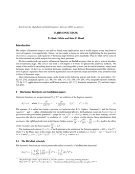 HARMONIC MAPS Introduction 1 Harmonic Functions on Euclidean