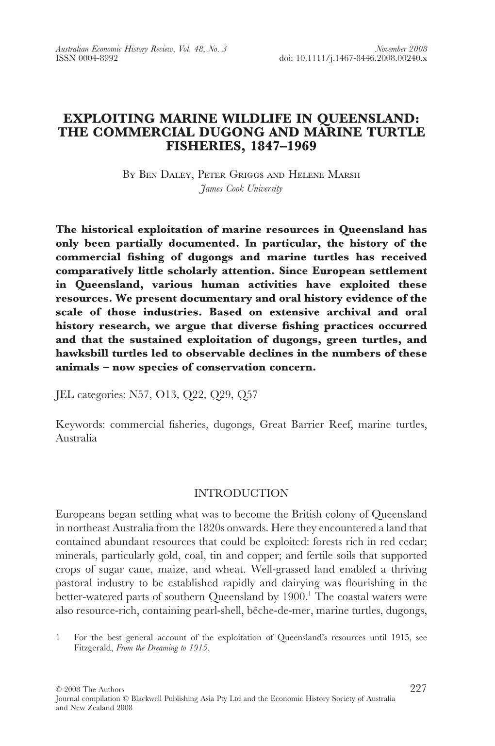 The Commercial Dugong and Marine Turtle Fisheries, 1847–1969