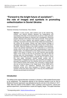 The Role of Images and Symbols in Promoting Collectivization in Soviet Ukraine