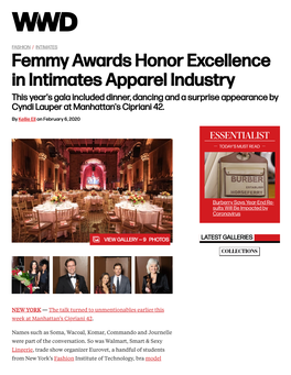 Femmy Awards Honor Excellence in Intimates Apparel Industry