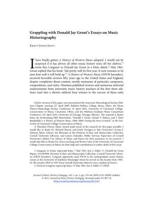Grappling with Donald Jay Grout's