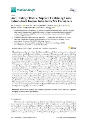 Anti-Fouling Effects of Saponin-Containing Crude Extracts