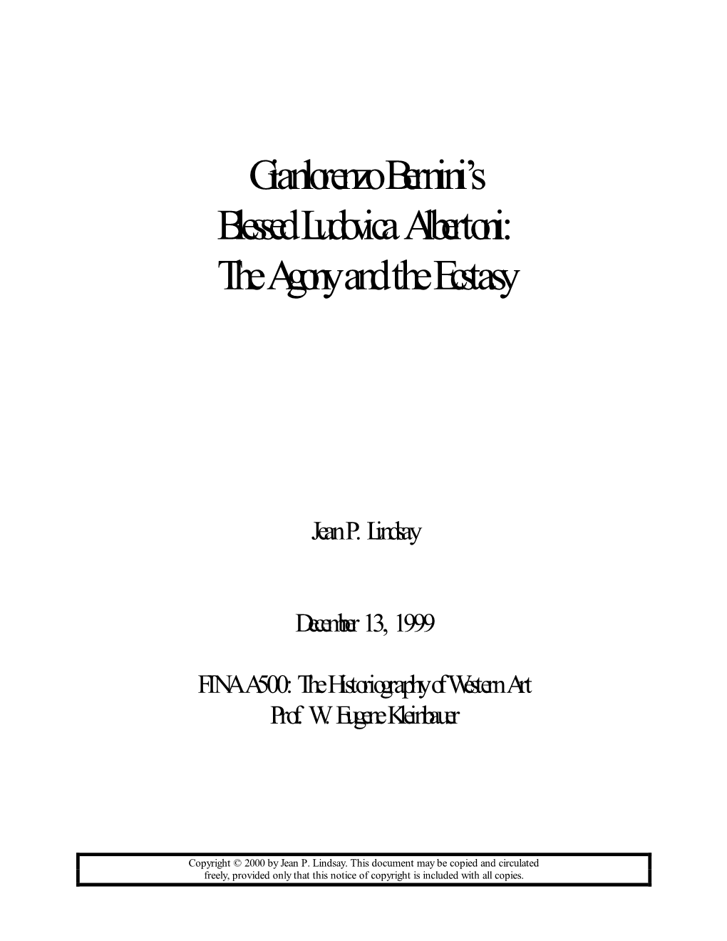 Gianlorenzo Bernini's Blessed Ludovica Albertoni: The