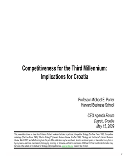 Competitiveness for the Third Millennium: Implications for Croatia