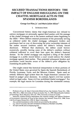 The Impact of English Smuggling on Chattel Mortgage Acts in the Spanish Borderlands