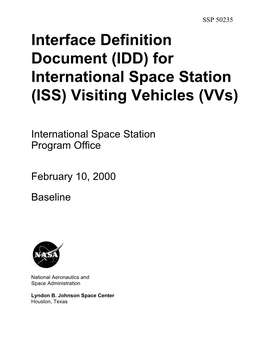 Interface Definition Document (IDD) for International Space Station (ISS) Visiting Vehicles (Vvs)