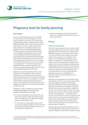 Pregnancy Tests for Family Planning