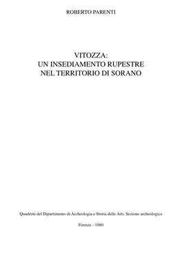 Vitozza: Un Insediamento Rupestre Nel Territorio Di Sorano