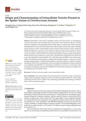 Origin and Characterization of Extracellular Vesicles Present in the Spider Venom of Ornithoctonus Hainana