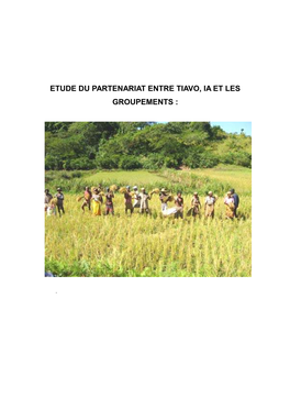 Etude Du Partenariat Entre Tiavo, Ia Et Les Groupements