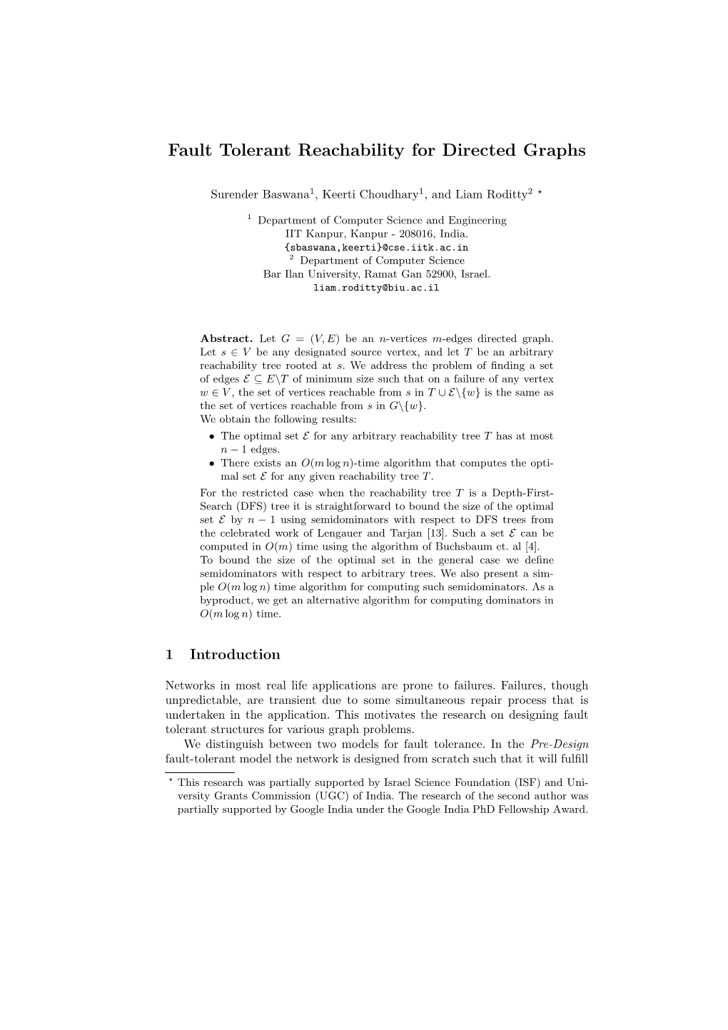 Fault Tolerant Reachability for Directed Graphs