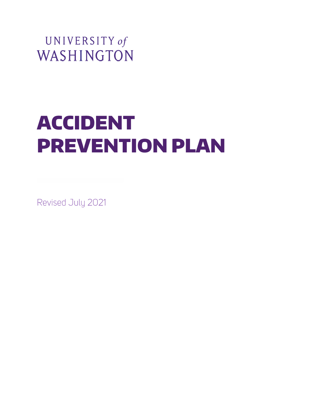 Accident Prevention Plan