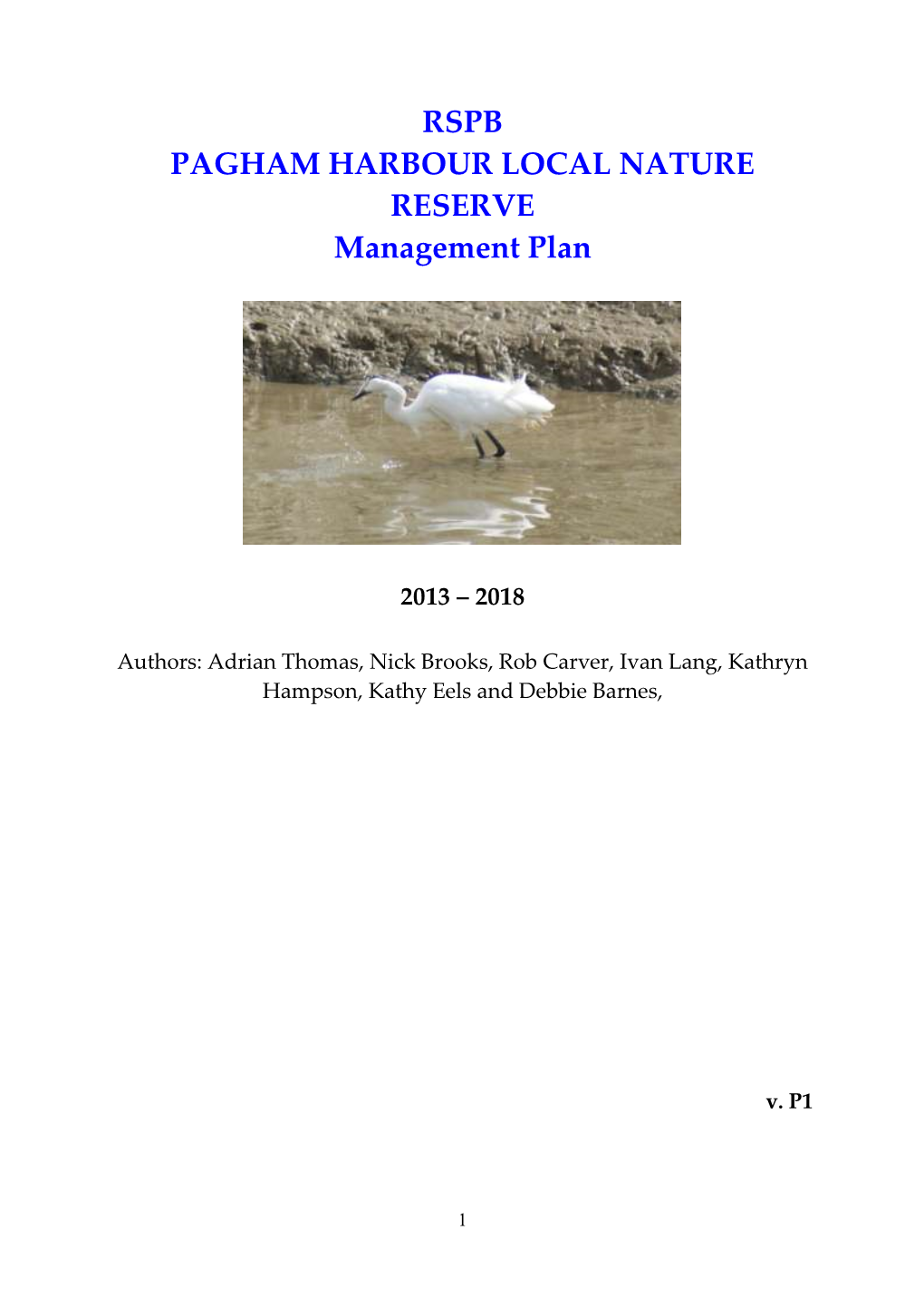 PAGHAM HARBOUR LOCAL NATURE RESERVE Management Plan