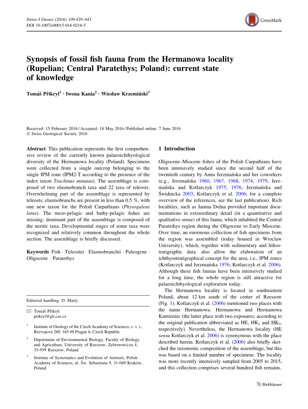 Synopsis of Fossil Fish Fauna from The