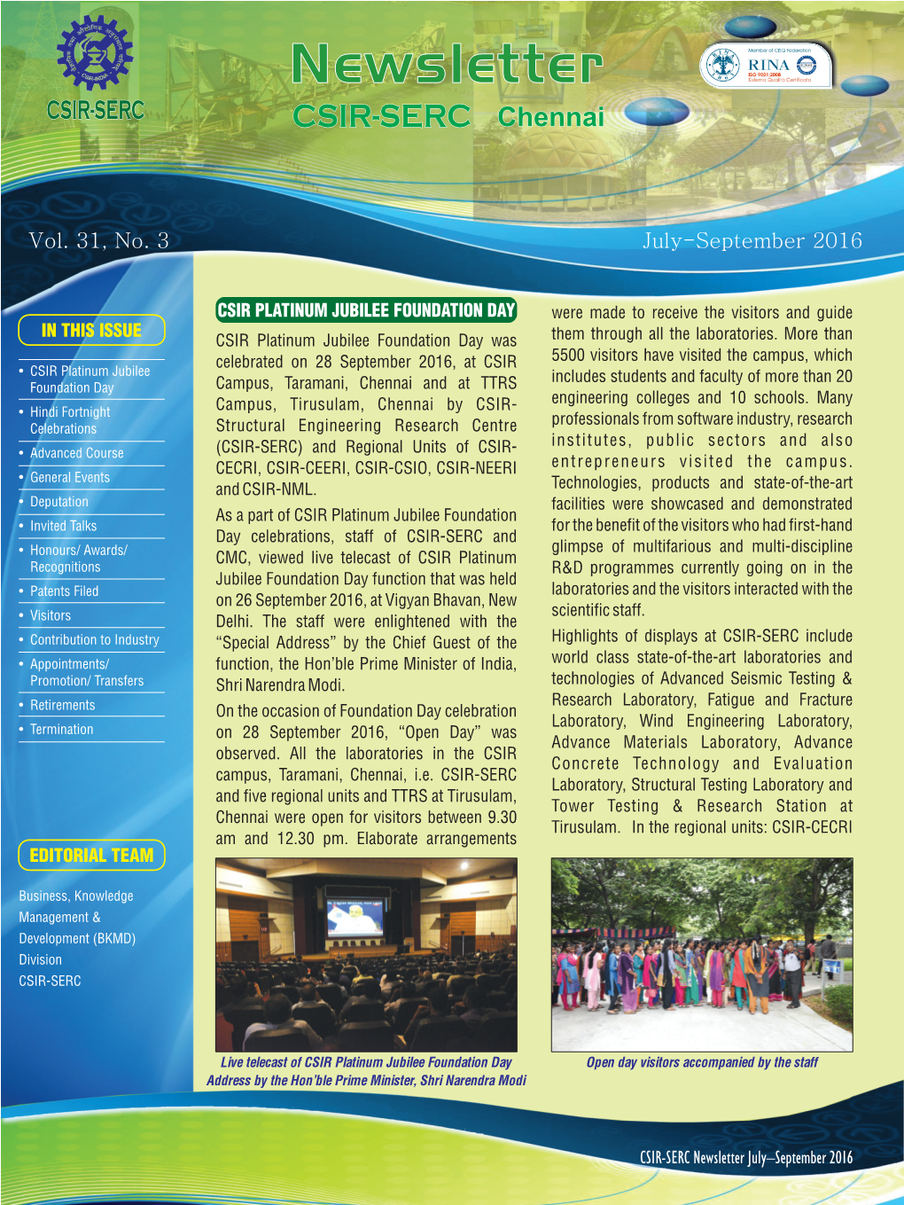 Newsletter CSIR-SERC CSIR-SERC Chennai