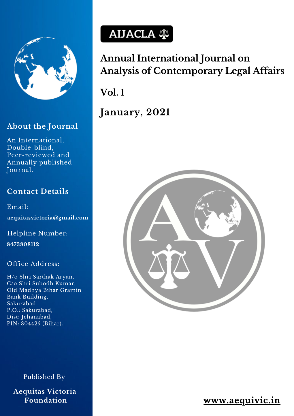 Annual International Journal on Analysis of Contemporary Legal Affairs