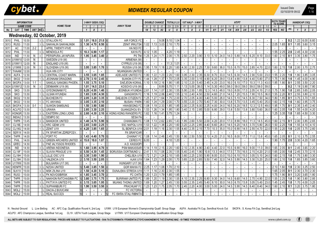 Midweek Regular Coupon 02/10/2019 09:02 1 / 6