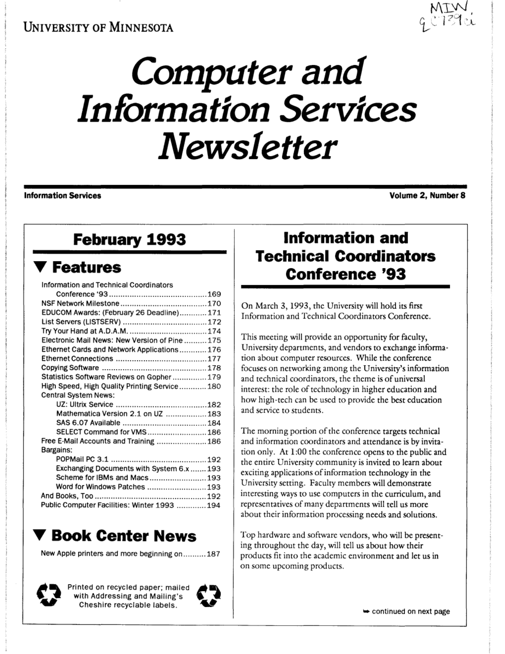 Computer and Information Services Newsletter