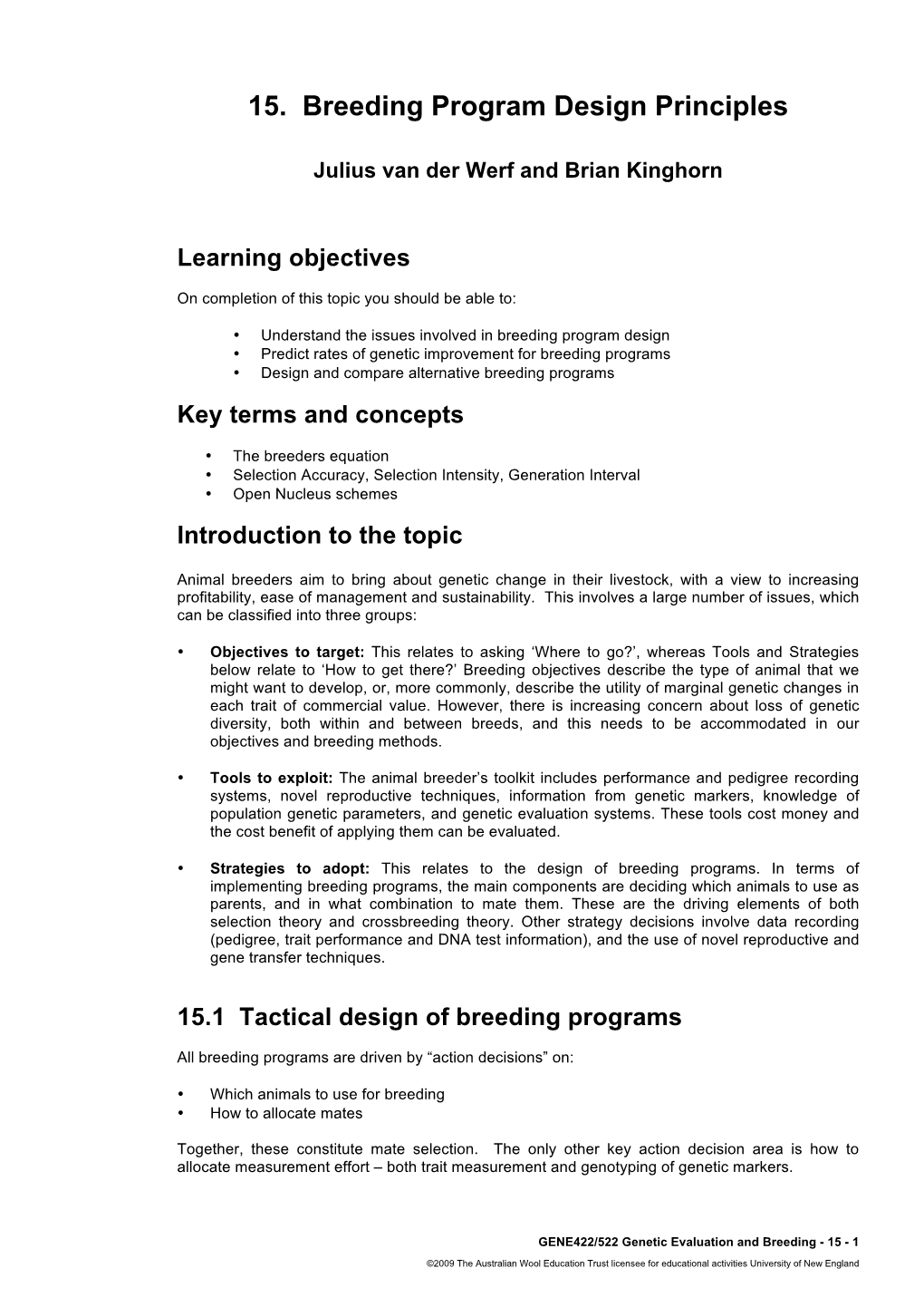 15. Breeding Program Design Principles