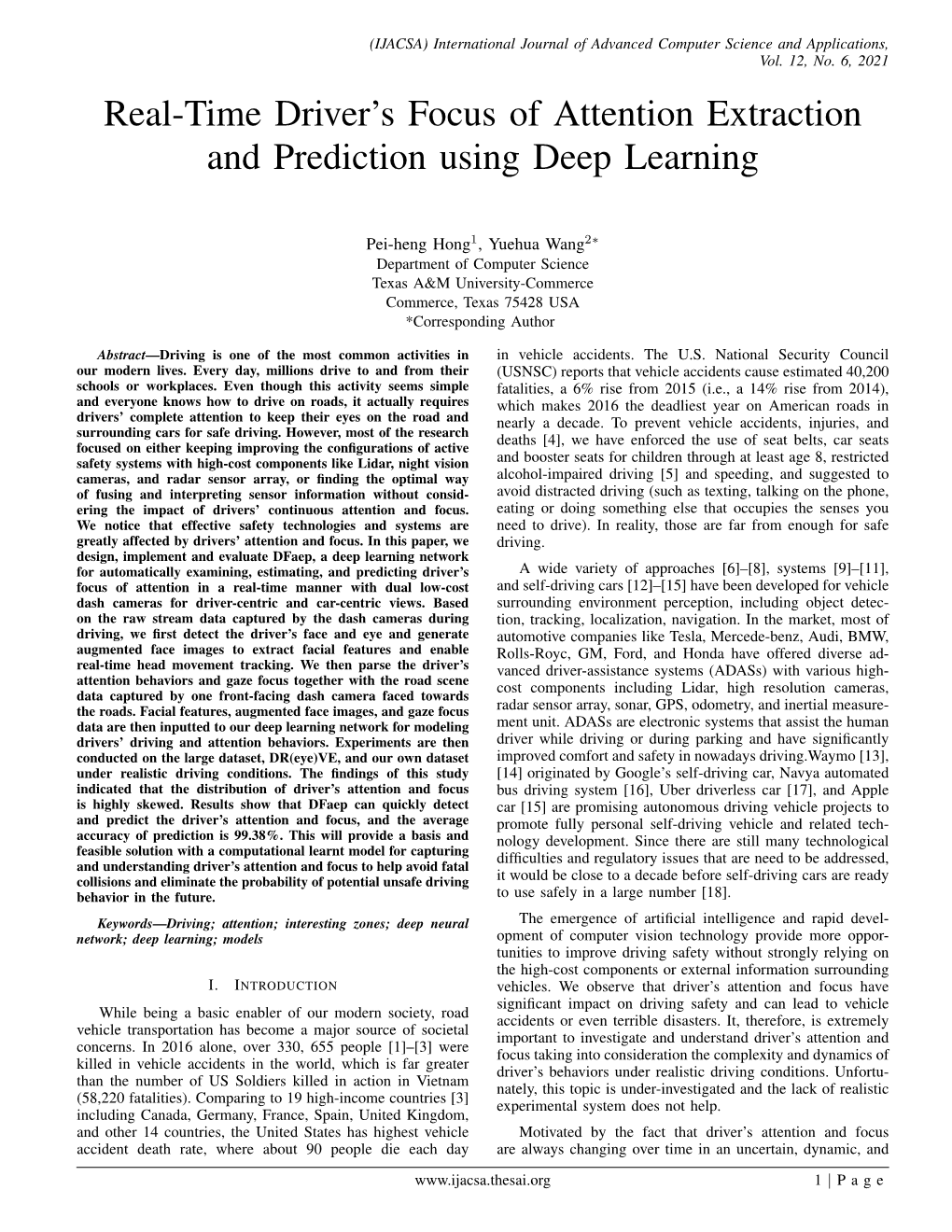 Real-Time Driver's Focus of Attention Extraction and Prediction Using