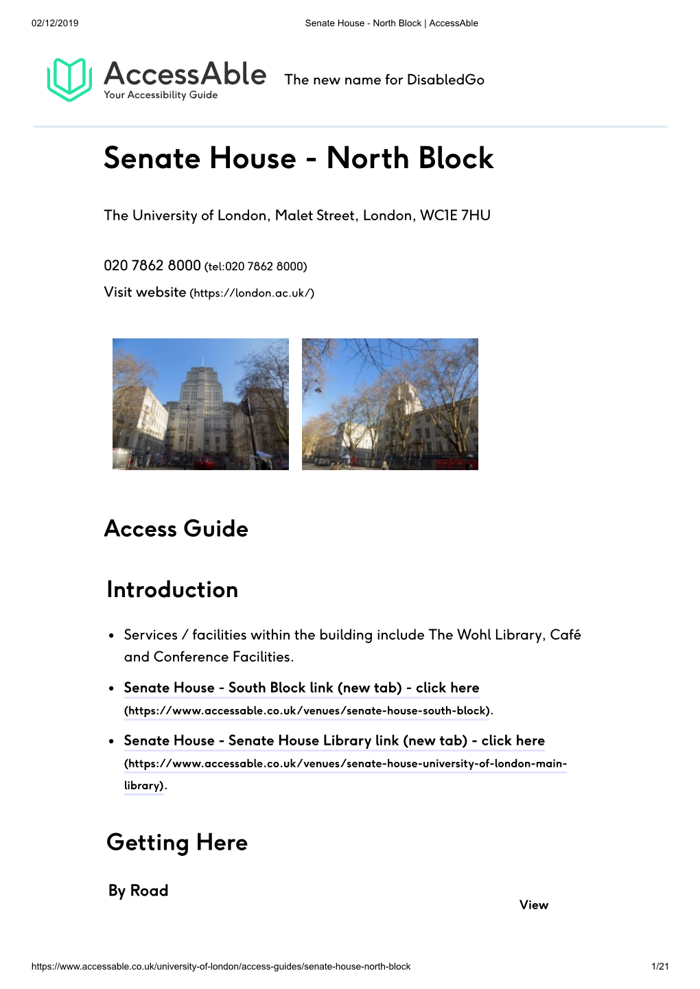 Senate House - North Block | Accessable