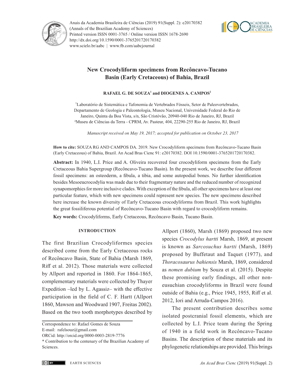 New Crocodyliform Specimens from Recôncavo-Tucano Basin (Early Cretaceous) of Bahia, Brazil