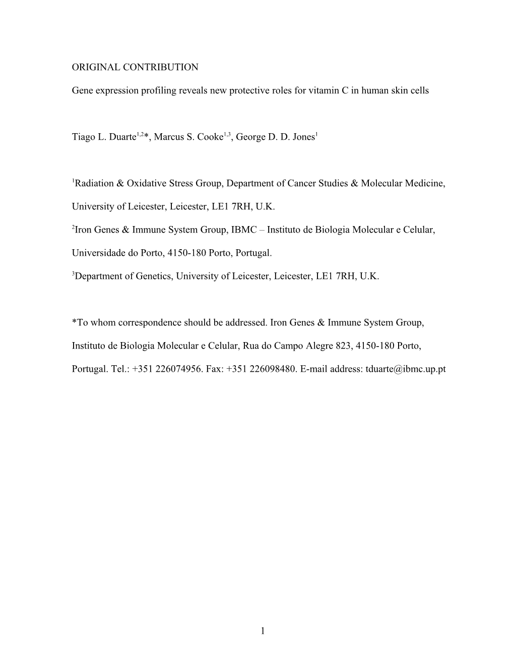 Analysis of Vitamin C-Induced Gene Expression Changes and DNA Repair Capacity in Non-Dividing