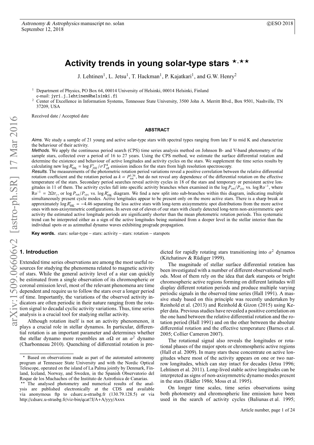 Activity Trends in Young Solar-Type Stars