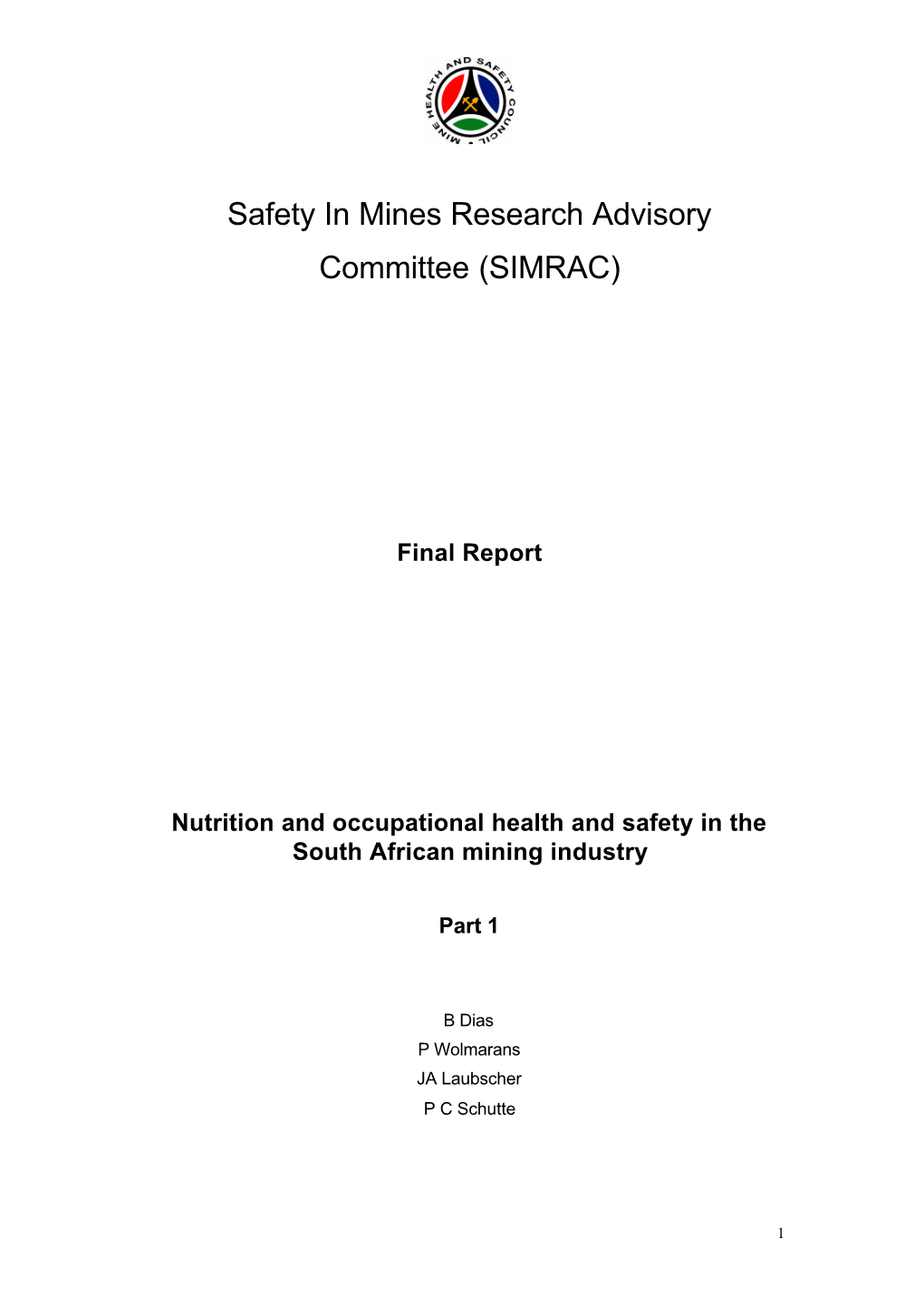 SIM 02 09 01 Nutrition Report 13 Jan 2004