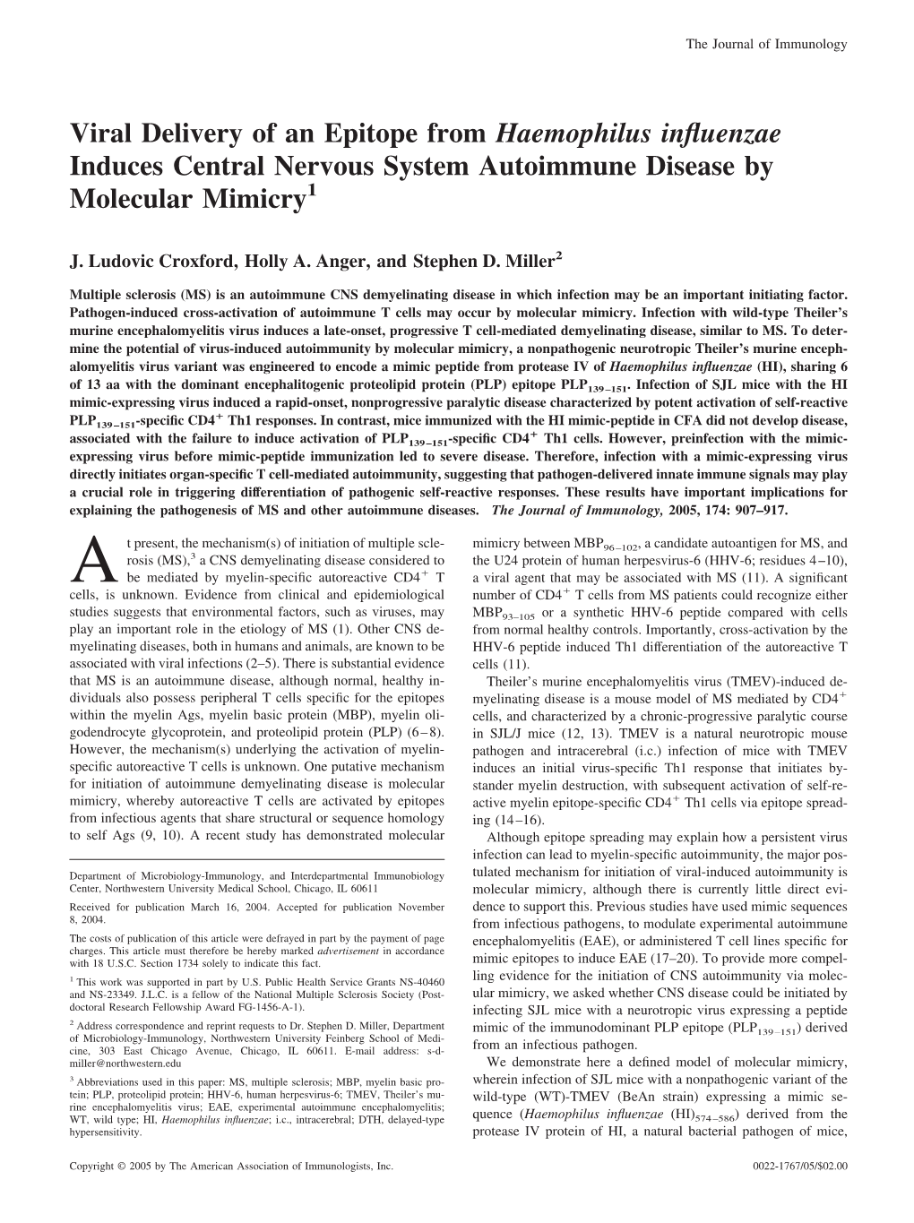 Molecular Mimicry Nervous System Autoimmune Disease by Induces