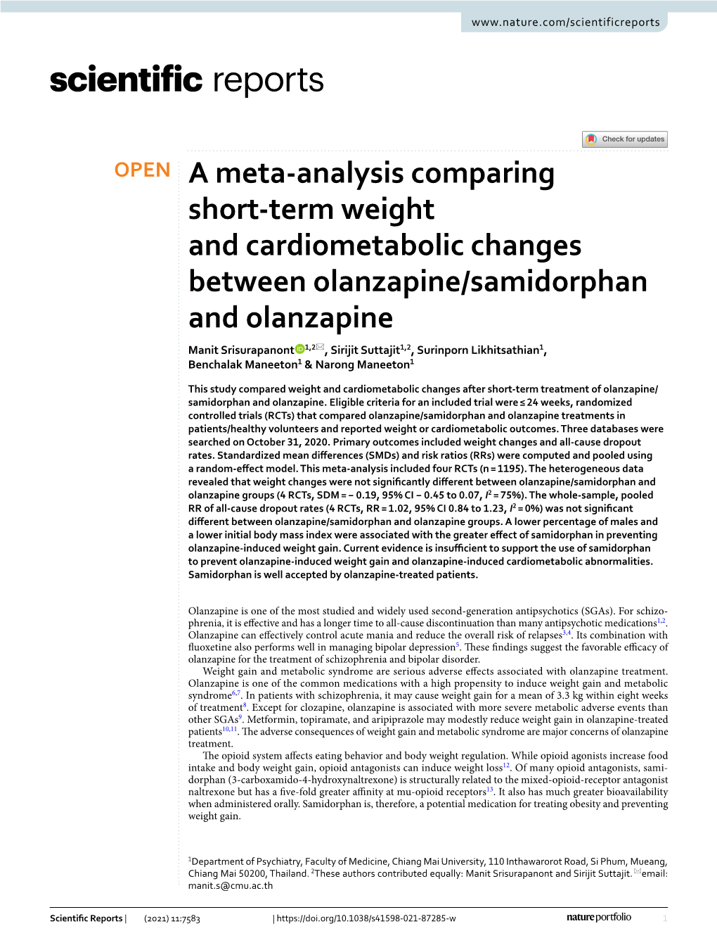 A Meta-Analysis Comparing Short-Term Weight and Cardiometabolic