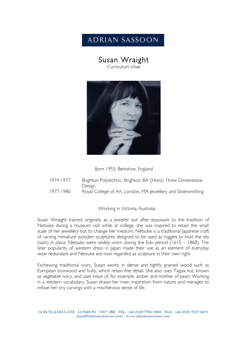 Susan Wraight Curriculum Vitae